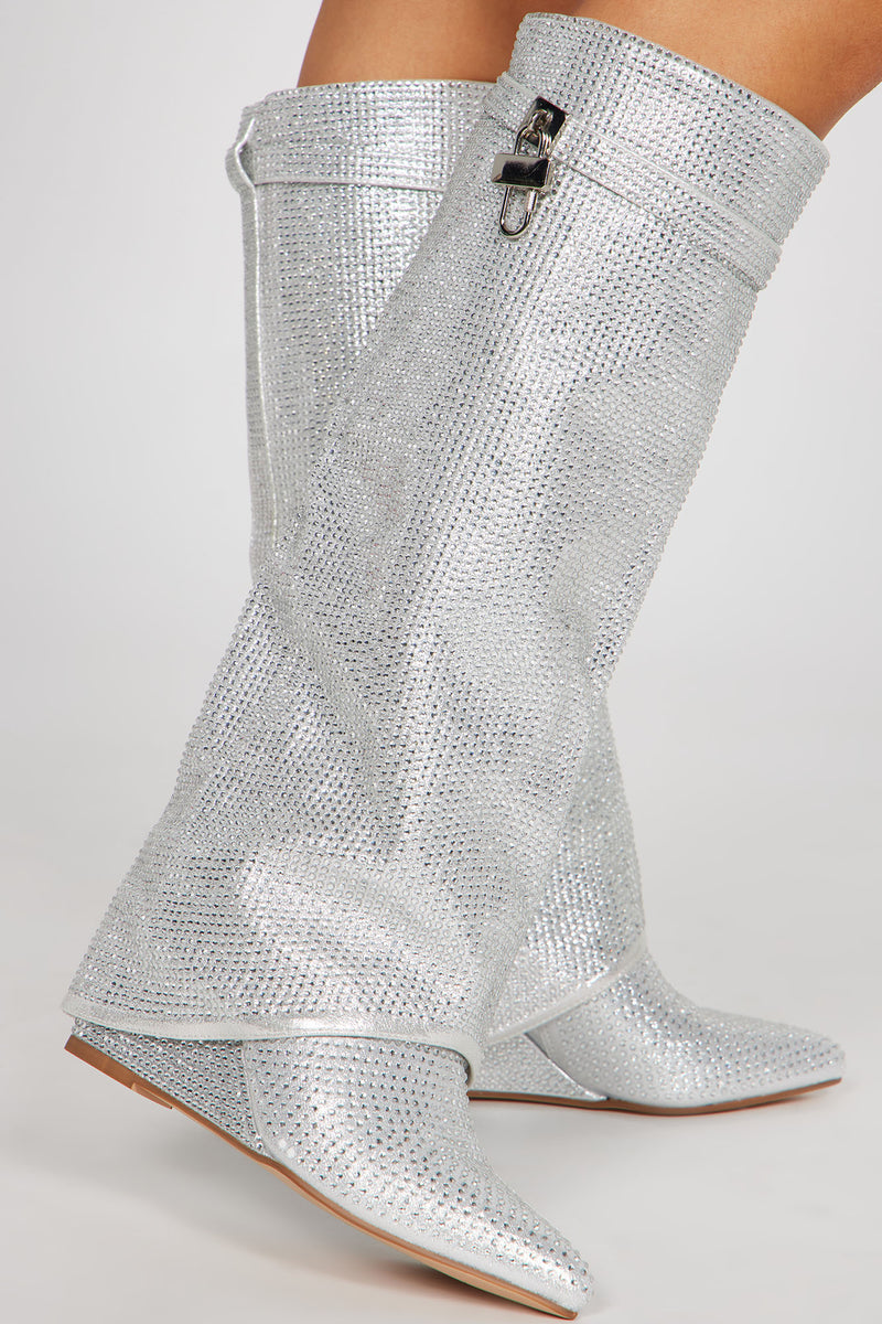 Bling Bling Baby Overlay Boots Silver