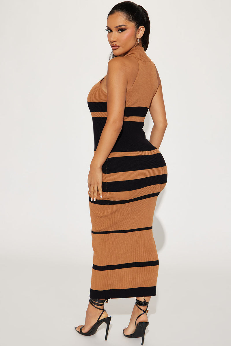 Adeline Sweater Maxi Dress Brown Combo Fashion Nova, Dresses