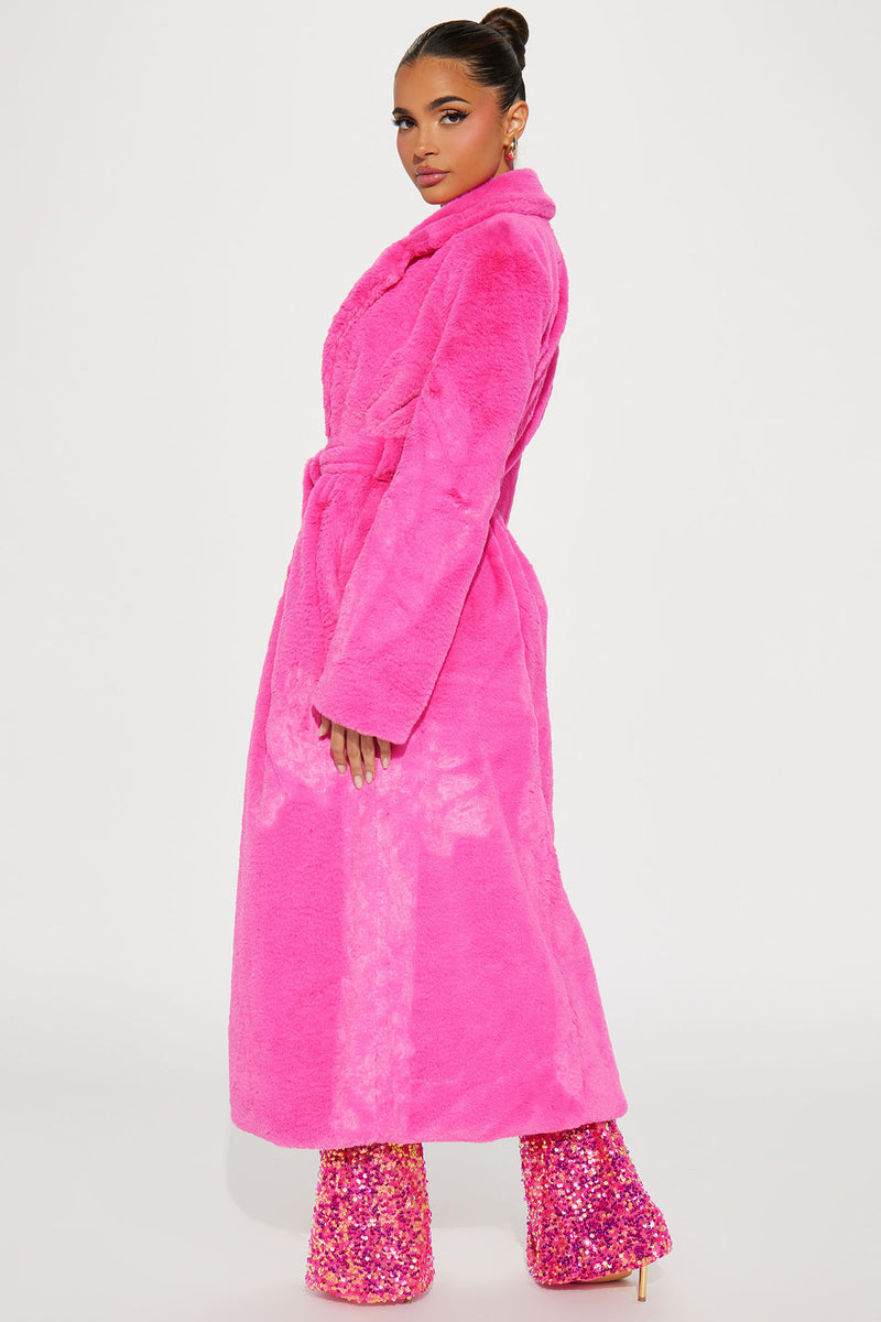 Fuchsia faux 2025 fur coat