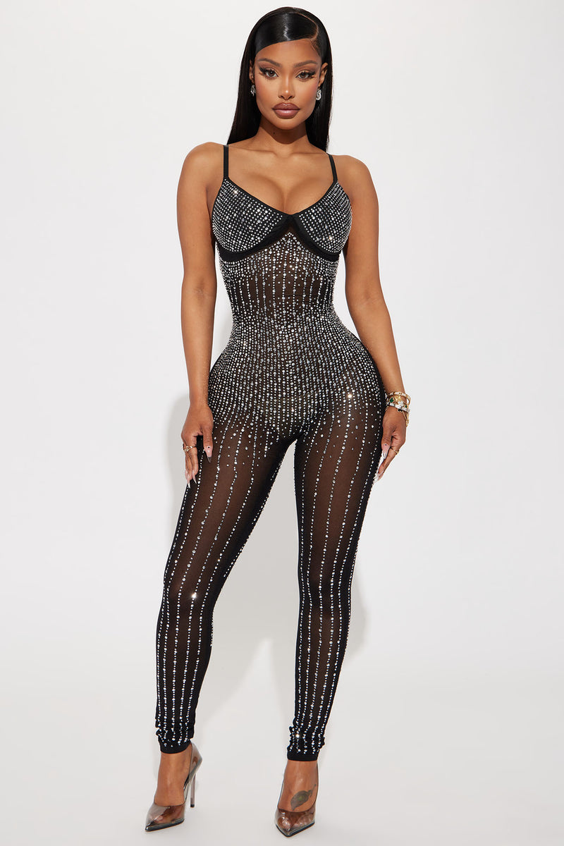 Black discount bling jumpsuit