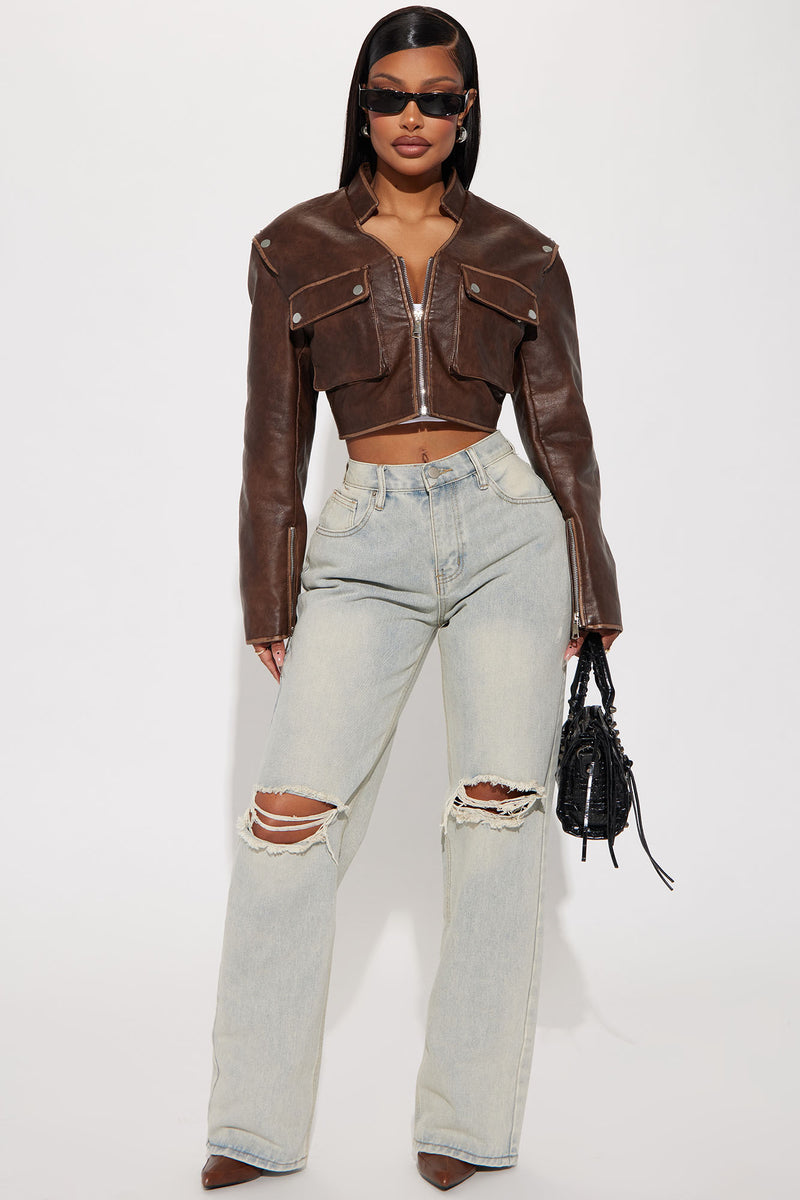 Faux leather fitted jacket new arrivals