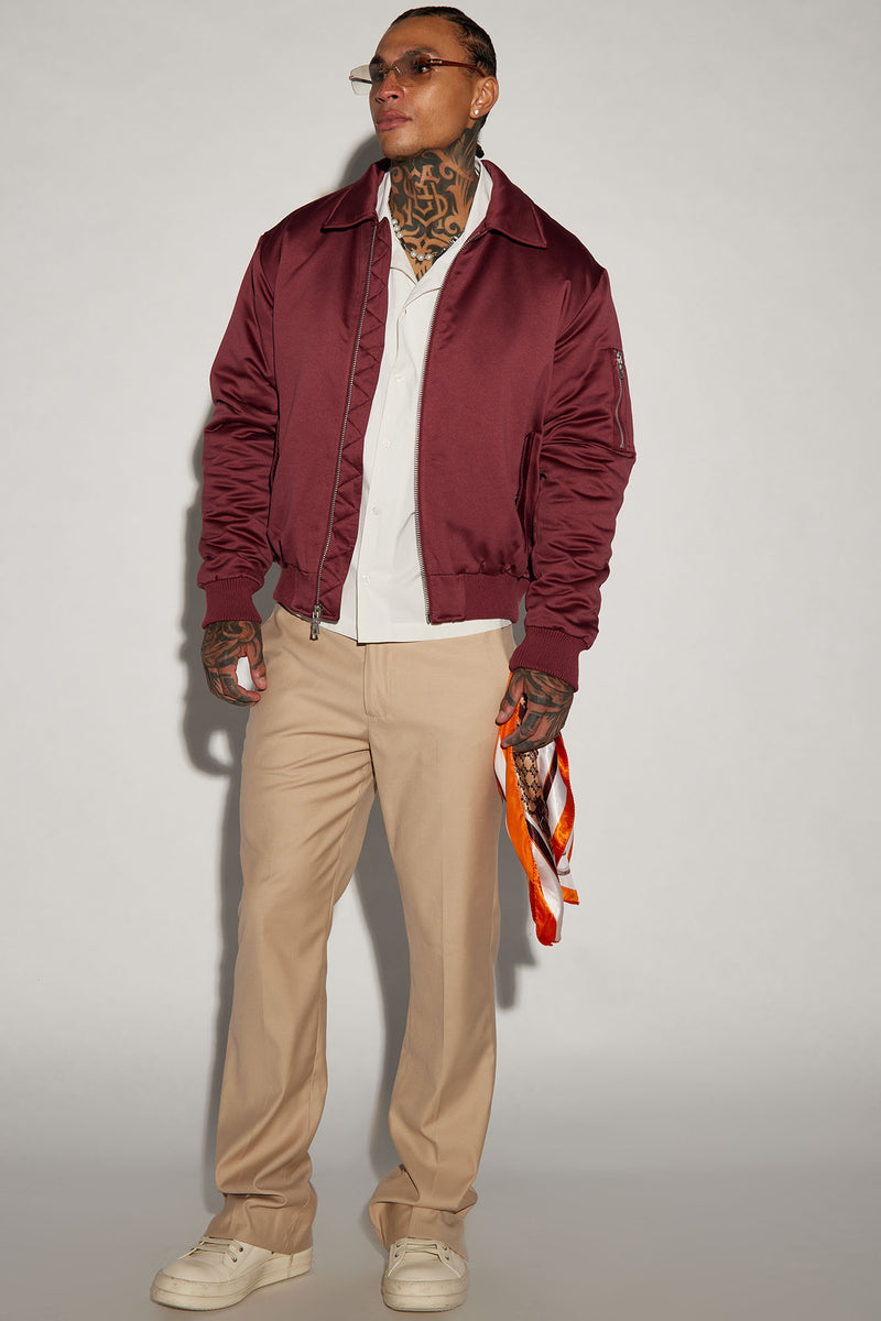 Lux Collared Bomber Jacket Burgundy Fashion Nova Mens Jackets