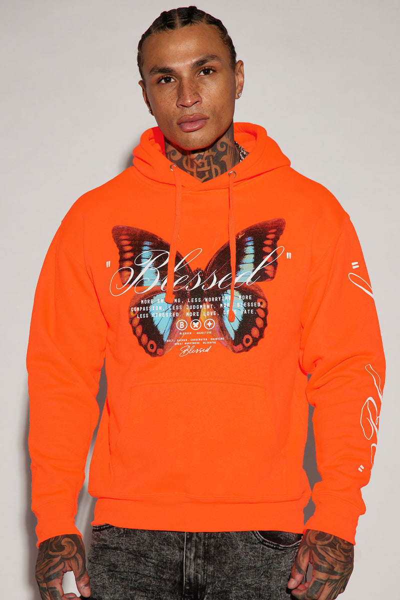 Black hoodie best sale with orange butterfly