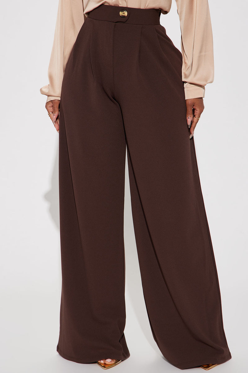 Ladies brown wide deals leg trousers