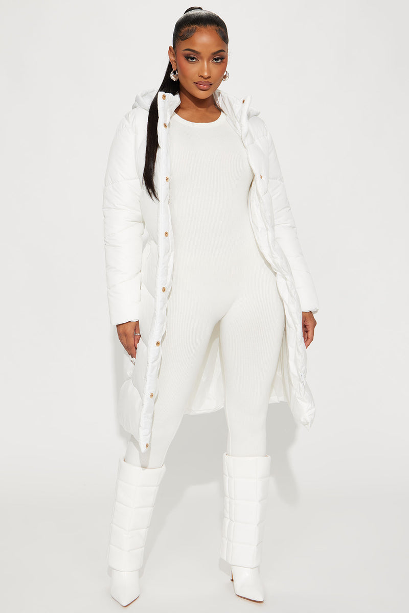 Snow Style Belted Puffer Jacket White Fashion Nova Jackets
