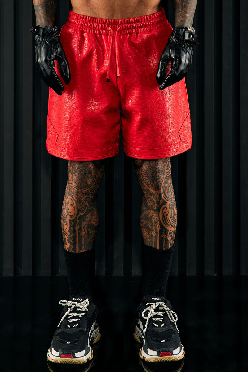 Gotta Run Faux Croc Leather Basketball Shorts - Red | Fashion Nova