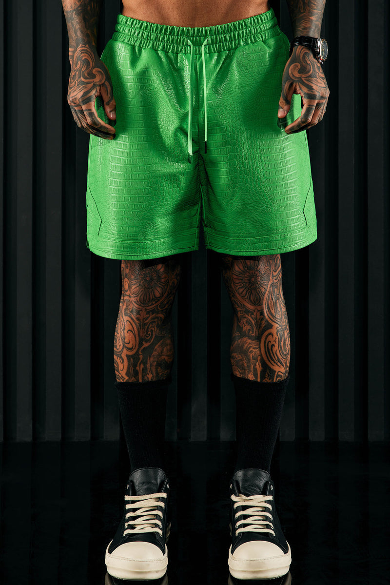 Gotta Run Faux Croc Leather Basketball Shorts - Green | Fashion Nova