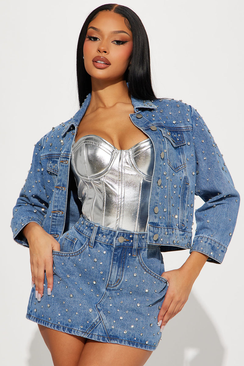 Fashion nova rhinestone jeans top