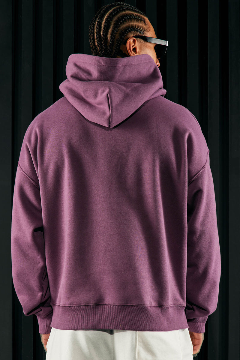 Purple Brand Oversize Heavyweight Fleece Zip Hoodie In Heather