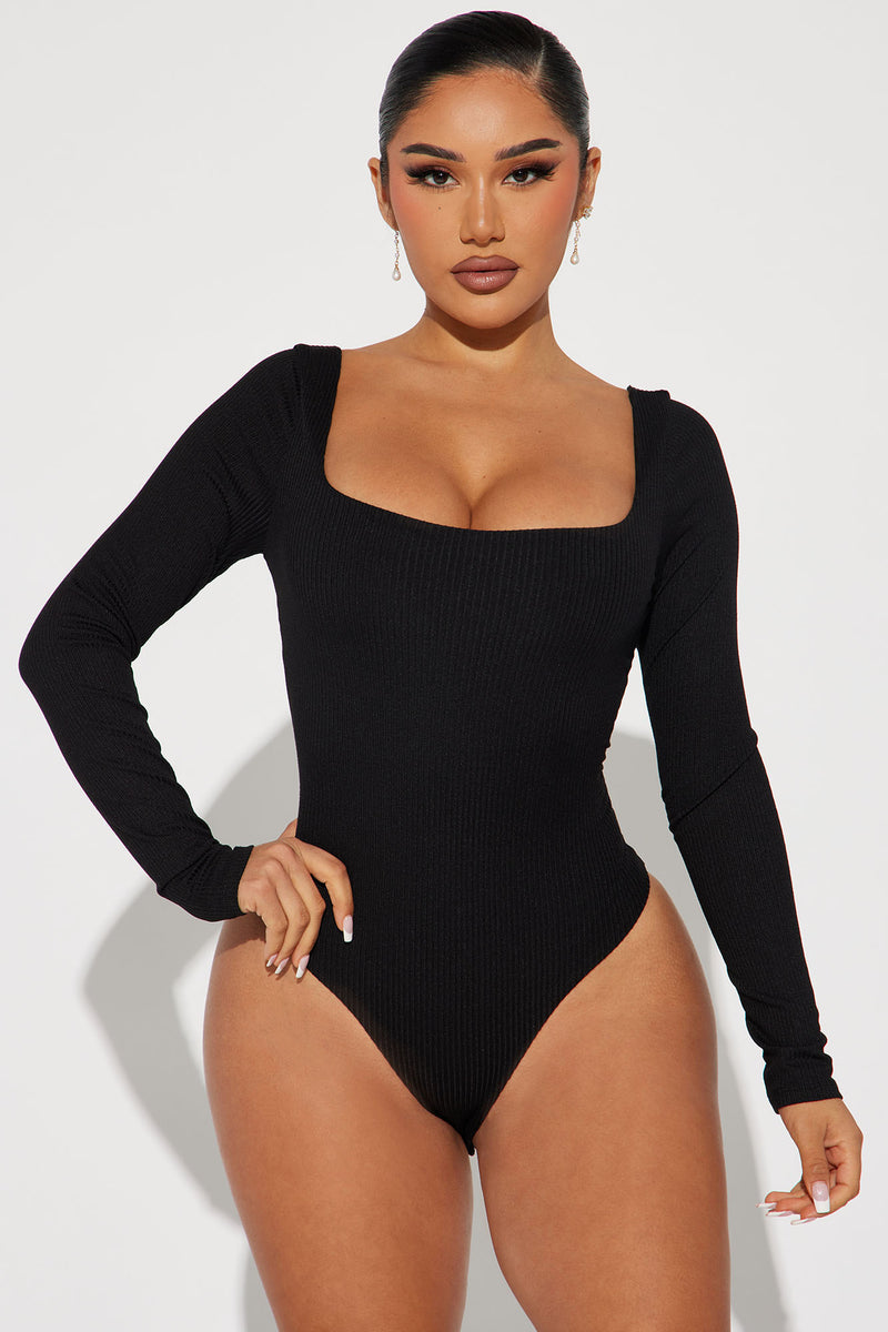 Irina Double Lined Bodysuit Black Fashion Nova, Basic Tops