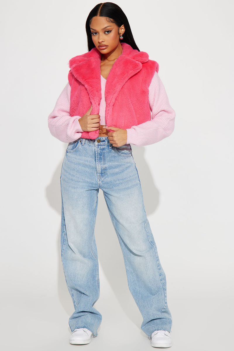 Boujee Babe Faux Fur Vest Hot Pink