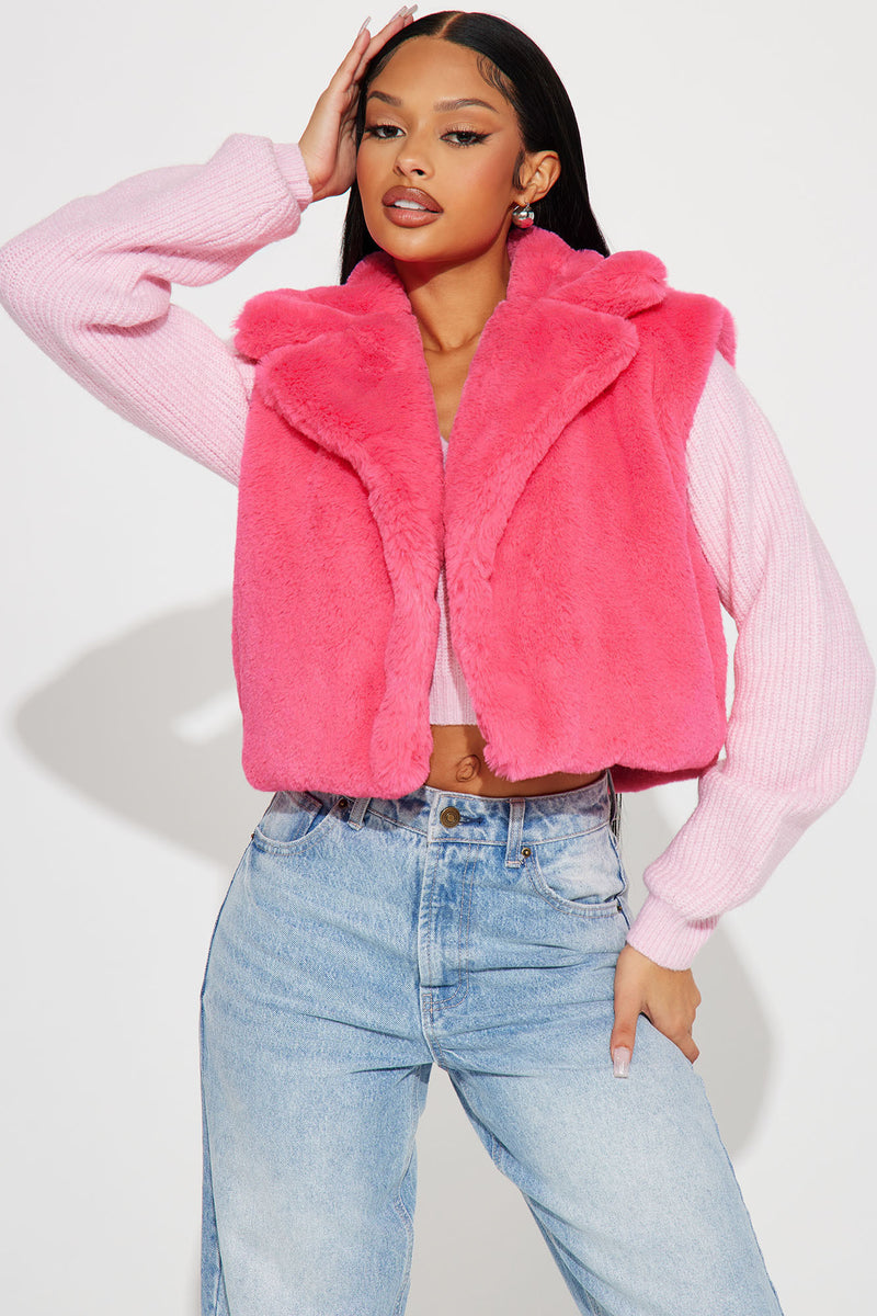 Boujee Babe Faux Fur Vest - Hot Pink