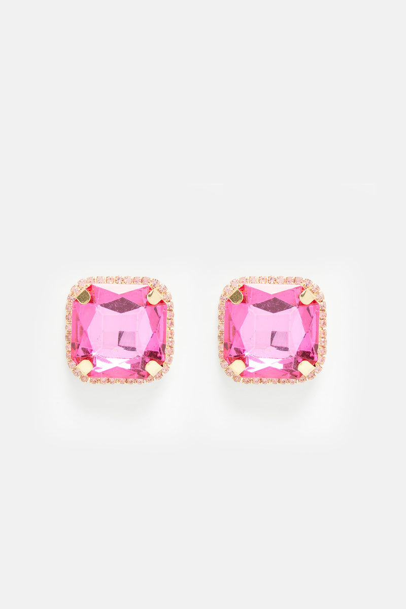 Girly Girl Stud Earrings Gold/Pink Fashion Nova, Jewelry Fashion Nova