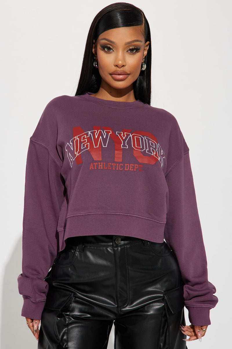 Embroidered New York Sweatshirt Purple Fashion Nova Screens