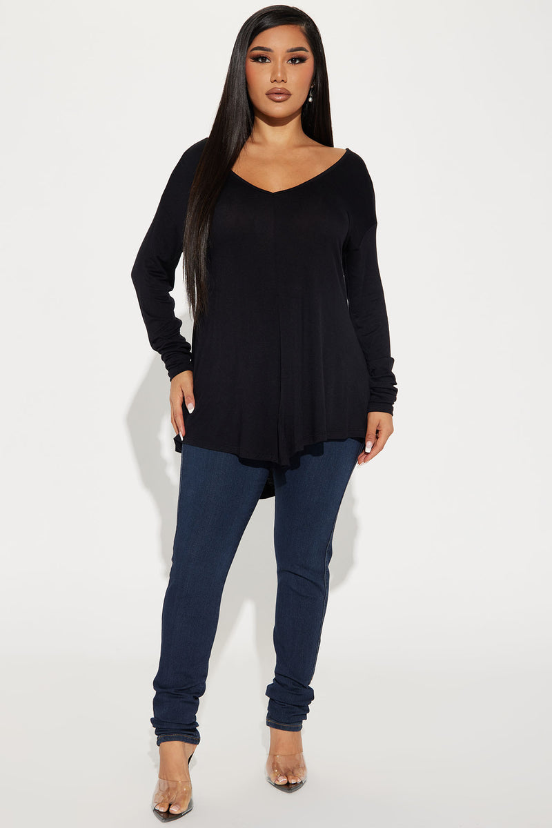 Pol Natural and Black Vneck Top 30a