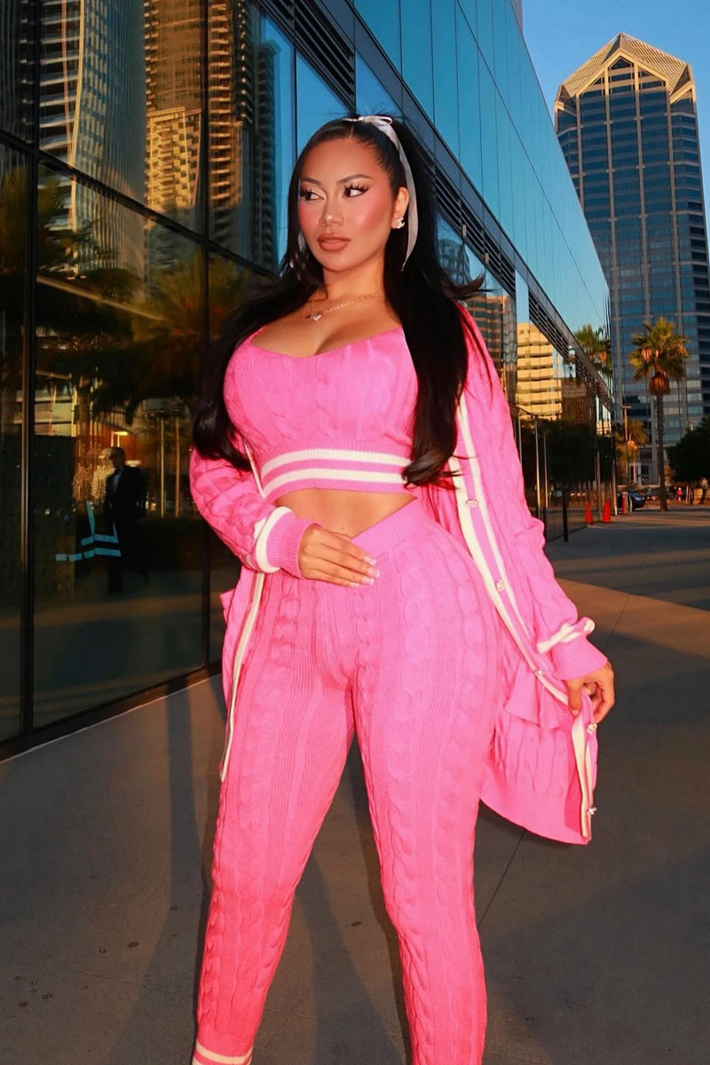 Alessa 3 Piece Sweater Legging Set Pink