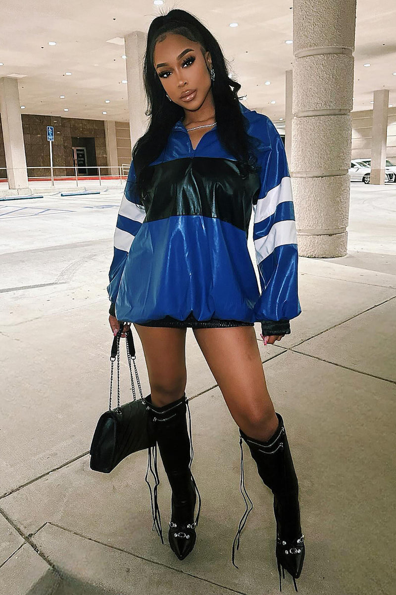 Riding Dirty Faux Leather Mini Dress Royal Fashion Nova