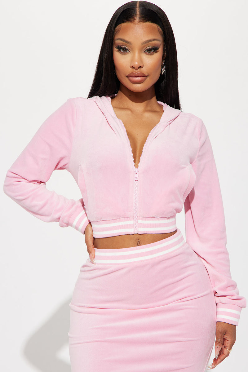Velour skirt and hoodie sales set
