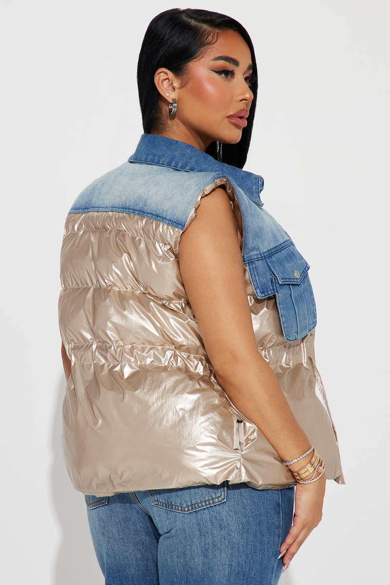 Right Timing Puffer Vest Gold combo Fashion Nova Jackets