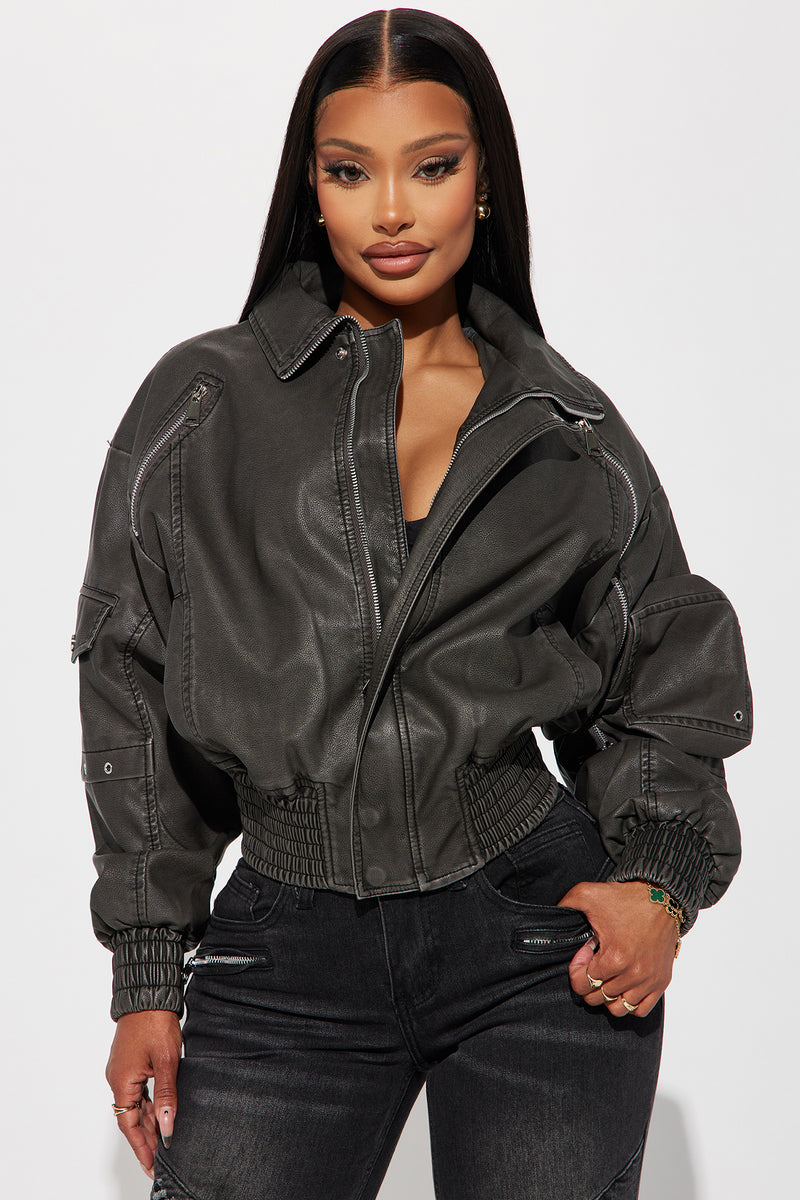 Faux leather bomber hotsell