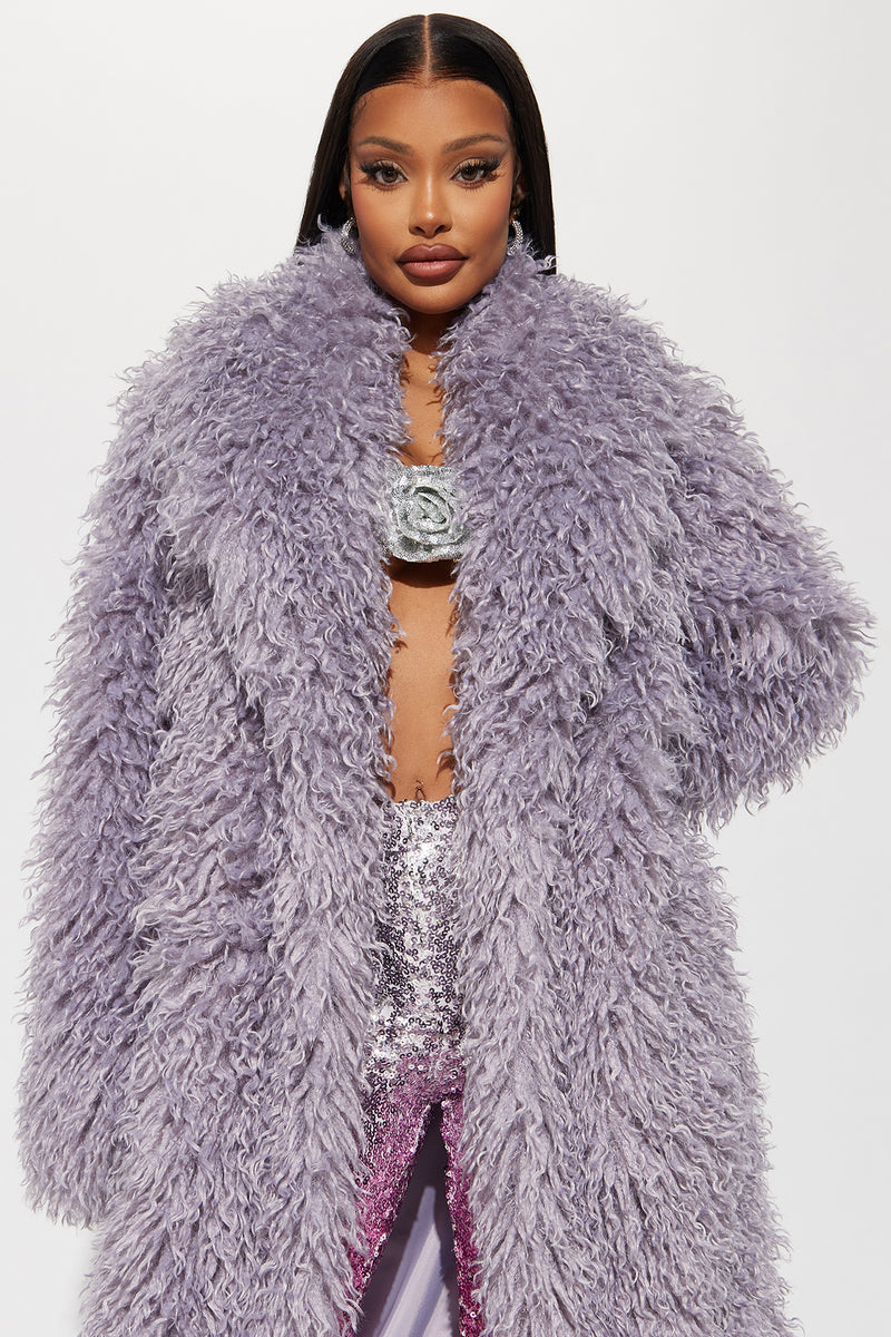 Feelin Extra Faux Fur Coat Lavender