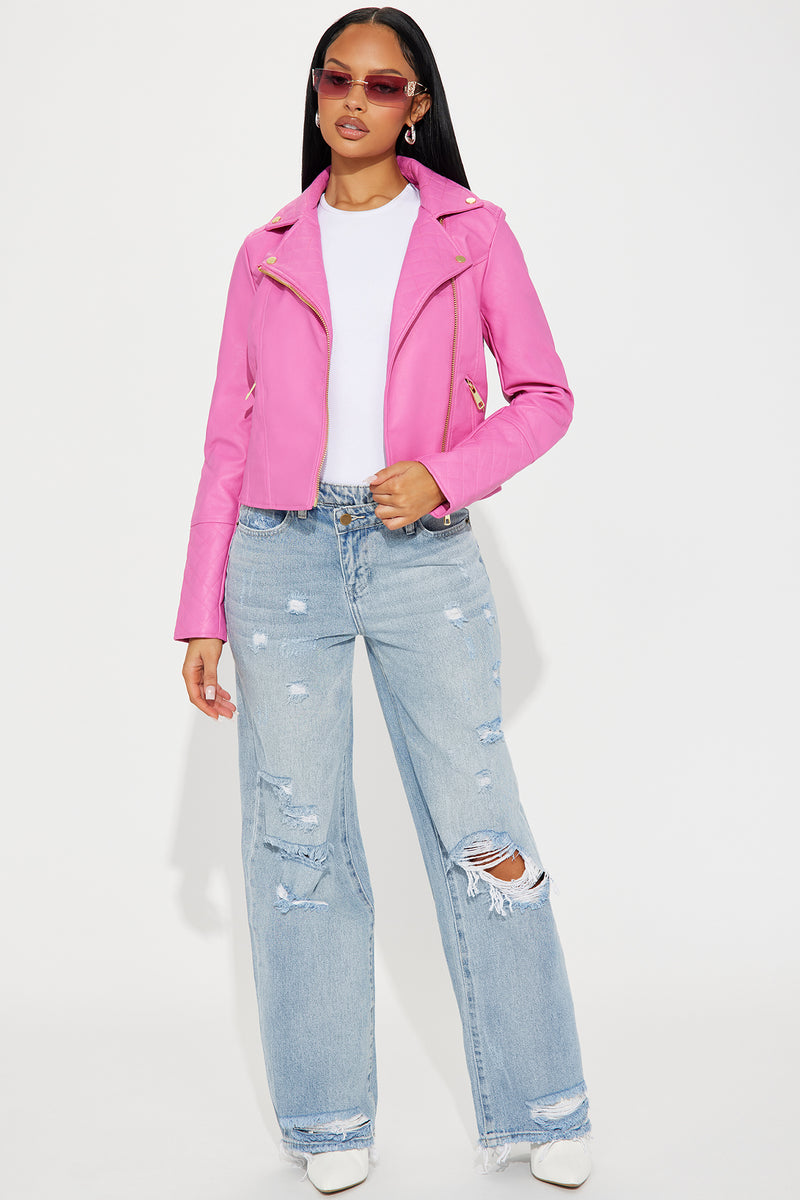 Pink moto clearance jacket women's