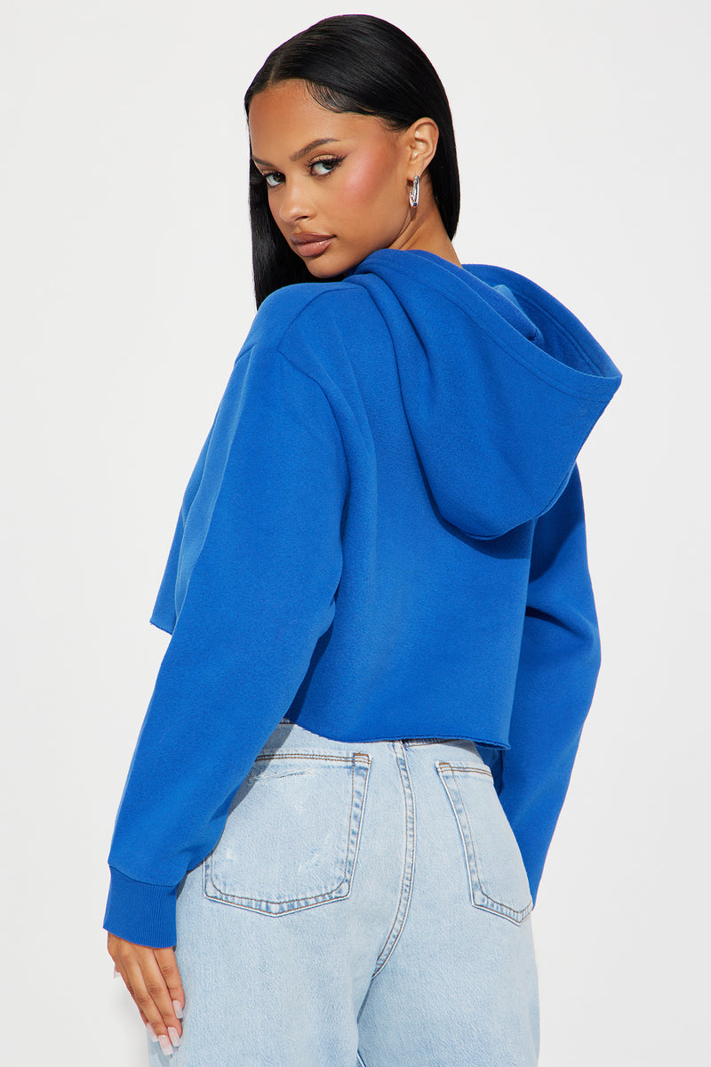 Royal blue cropped hoodie hotsell