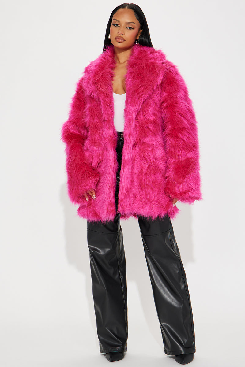Bring It Back Faux Fur Coat Hot Pink