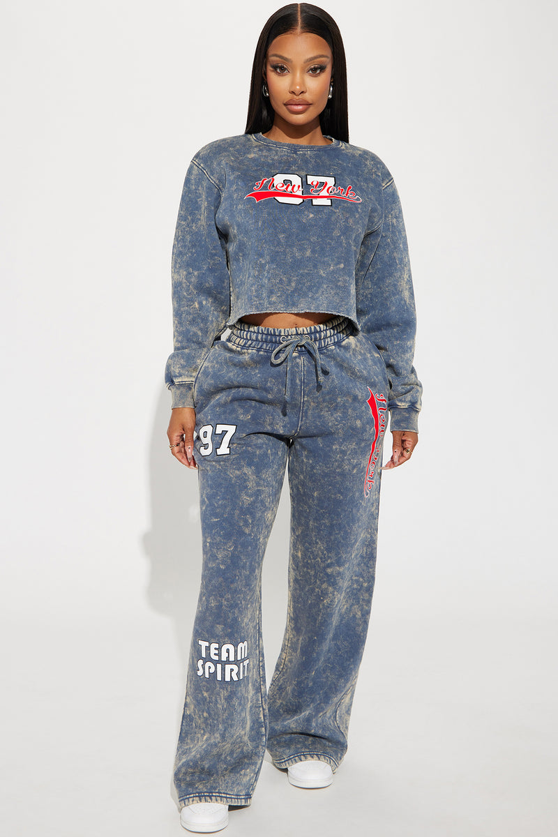 Sample Navy 'New York' All Over Sweatshirt and Short Set