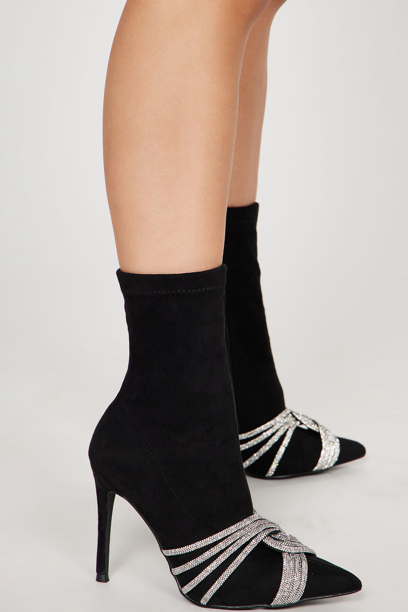 Embellished black booties clearance