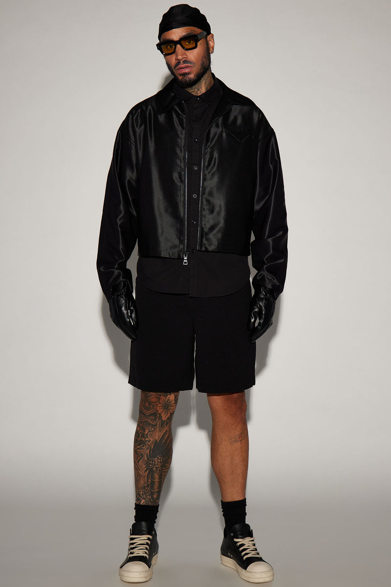 Black satin sales jacket mens