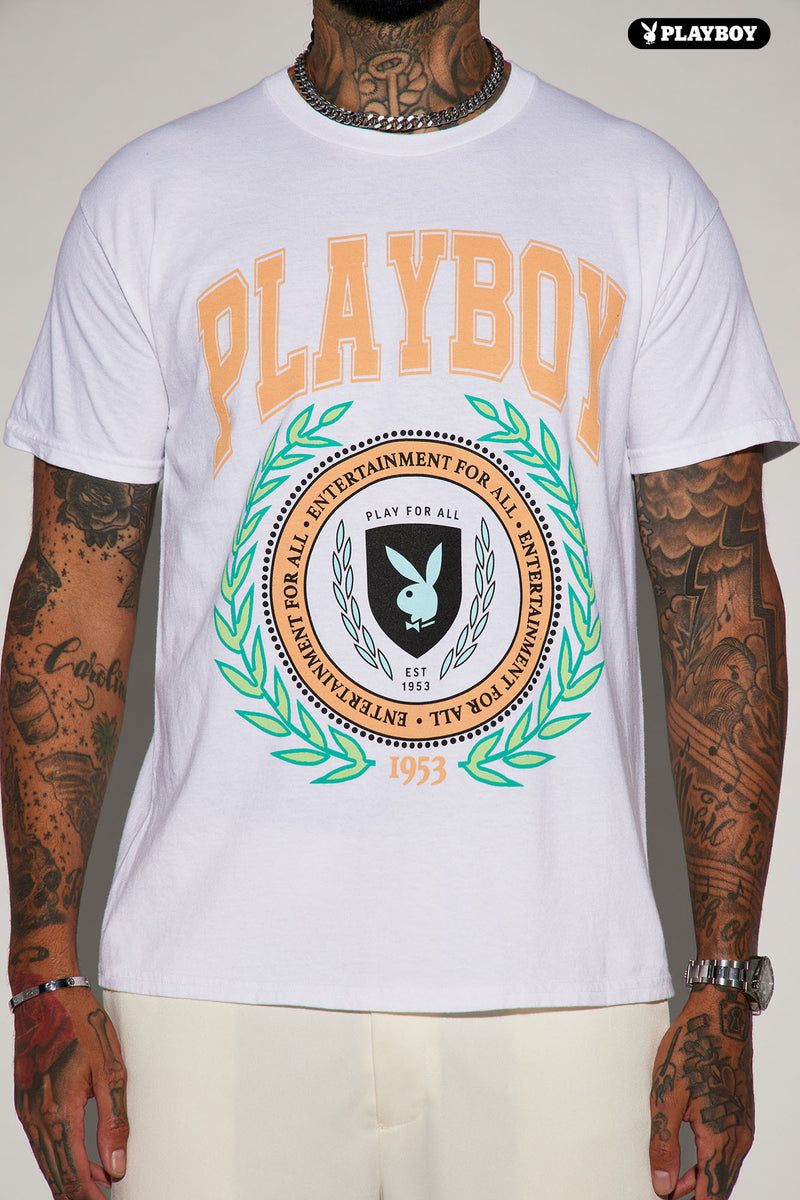 Playboy University Short Sleeve Tee White Fashion Nova, Mens