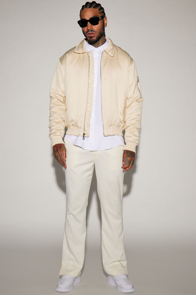Cream bomber jacket mens outlet