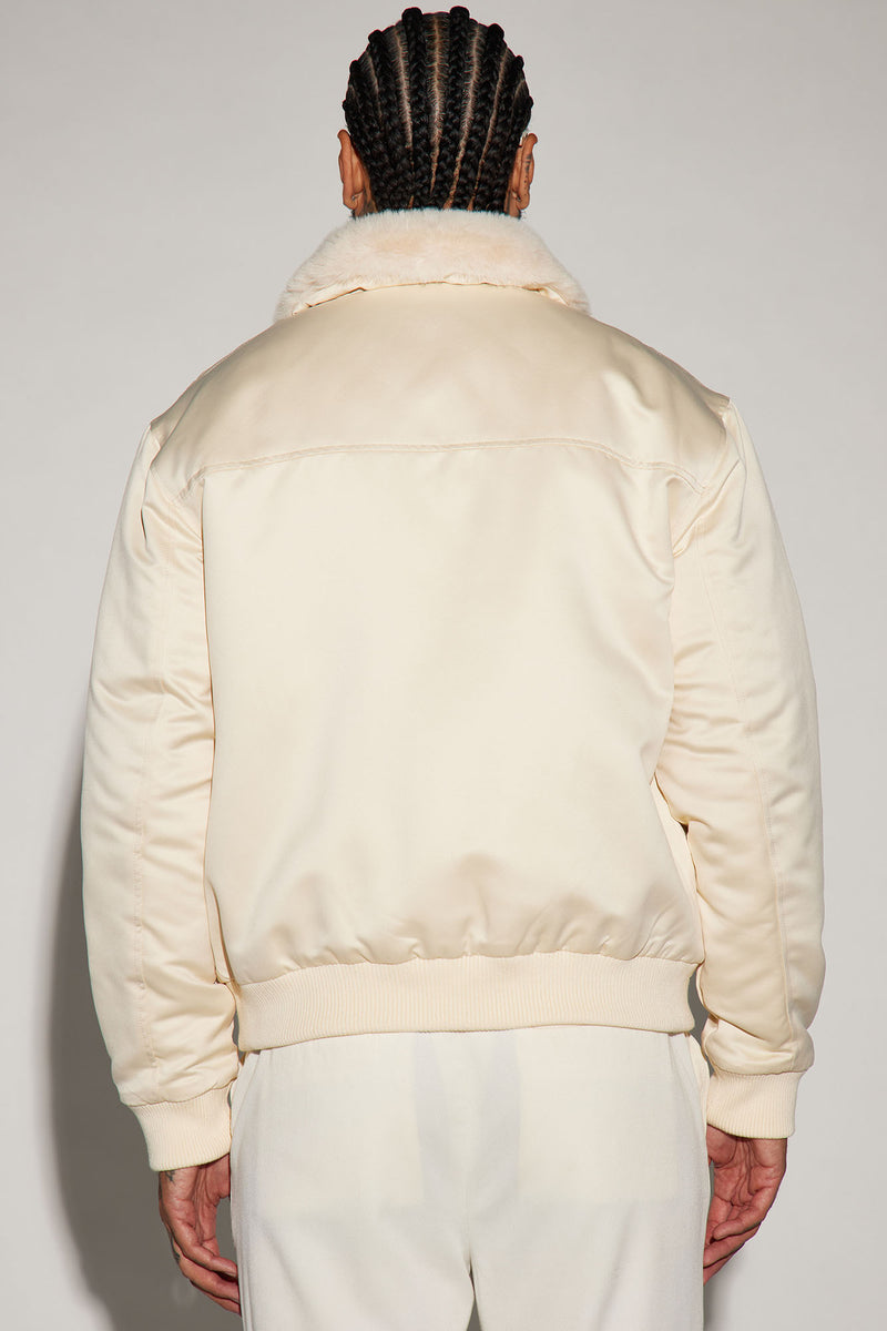 Cream colored bomber jacket new arrivals