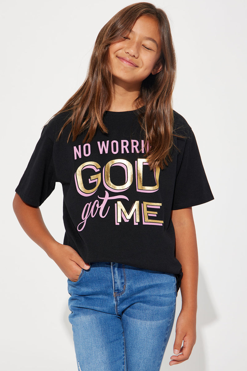 "No Worries God's Got It Covered" License Plate Frame - Black Chrome Bible Verse Frame For Cars & Trucks