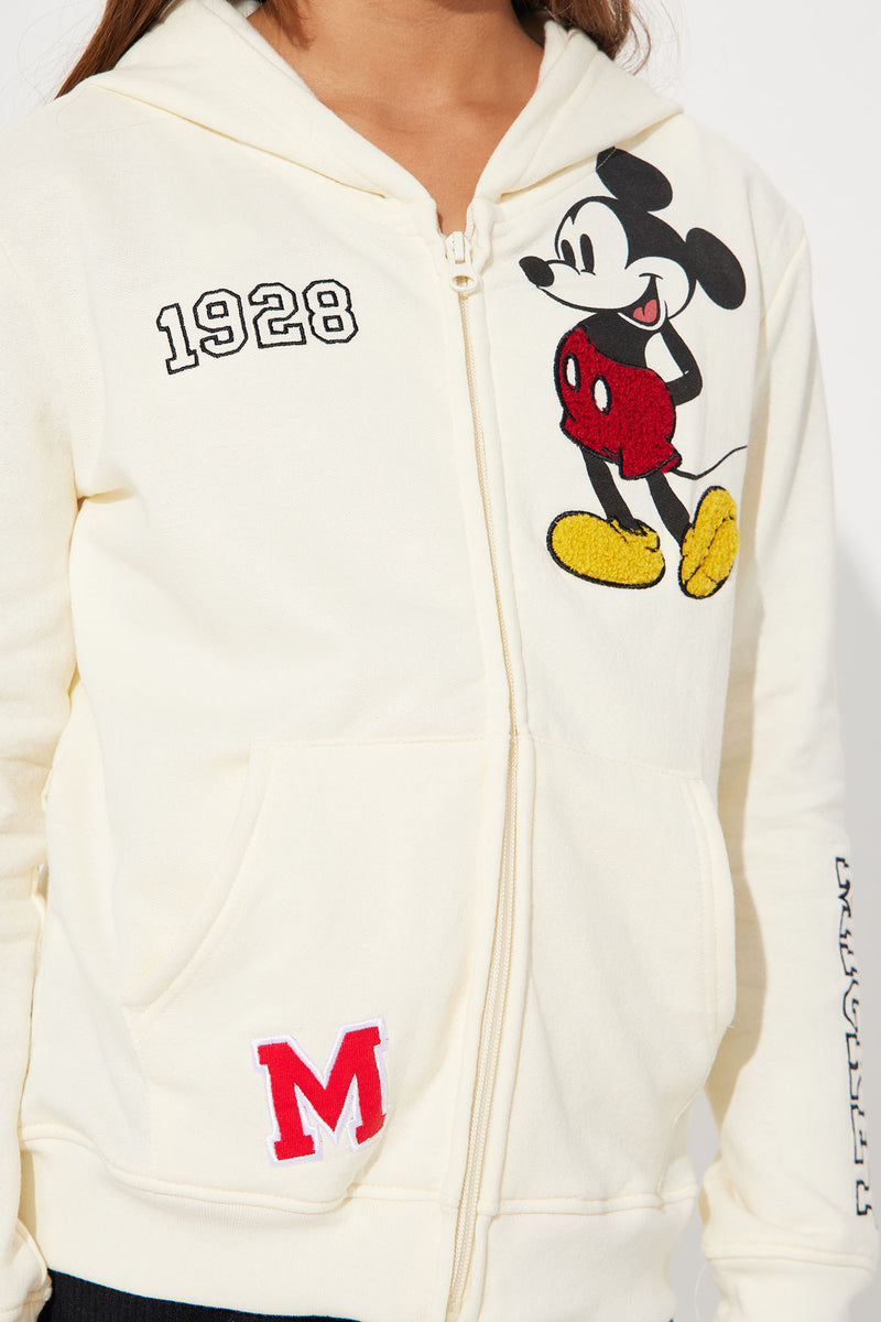 Mini Mickey Mouse Zip Front Hoodie Ivory
