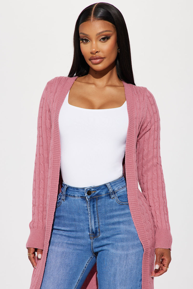 Long mauve cheap cardigan