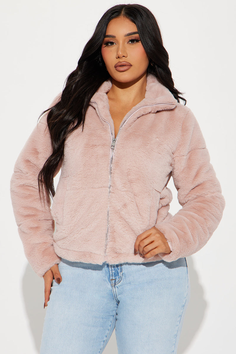 Fuzzy fur bomber discount jacket