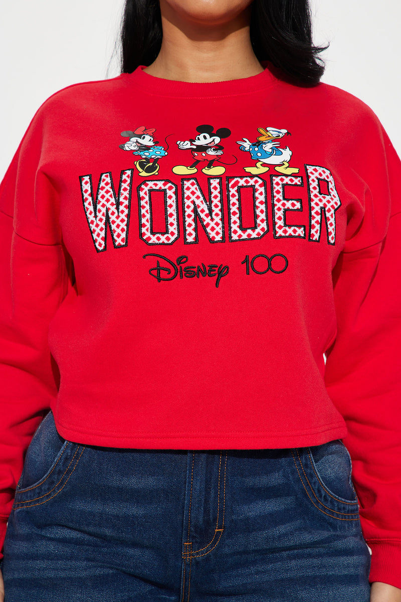 Disney 1OO Sweatshirt Red Fashion Nova Screens Tops and