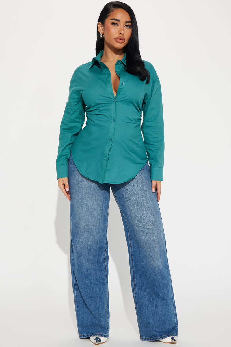 Running Late Shirt Teal Fashion Nova, Shirts & Blouses Fashion Nova
