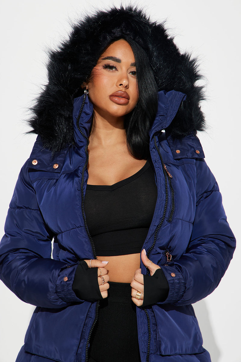 Navy puffa 2024 coat