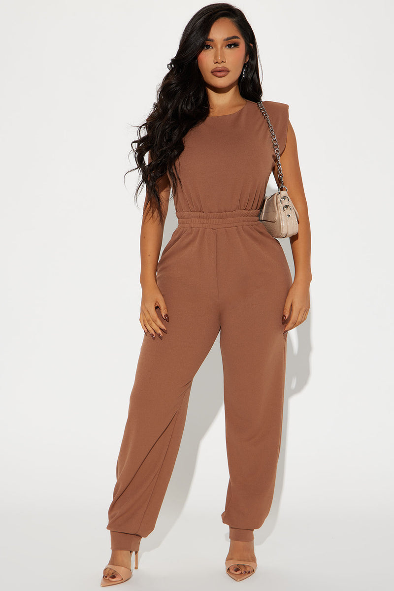 Tan jumpsuit sale fashion nova