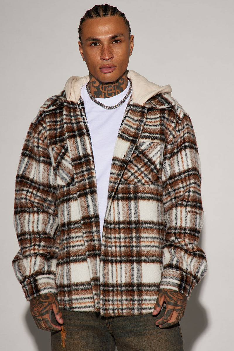 Hooded shacket best sale mens