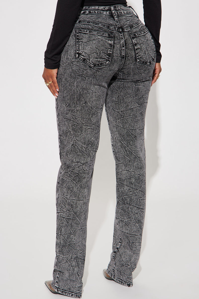 Black acid top wash jeans womens