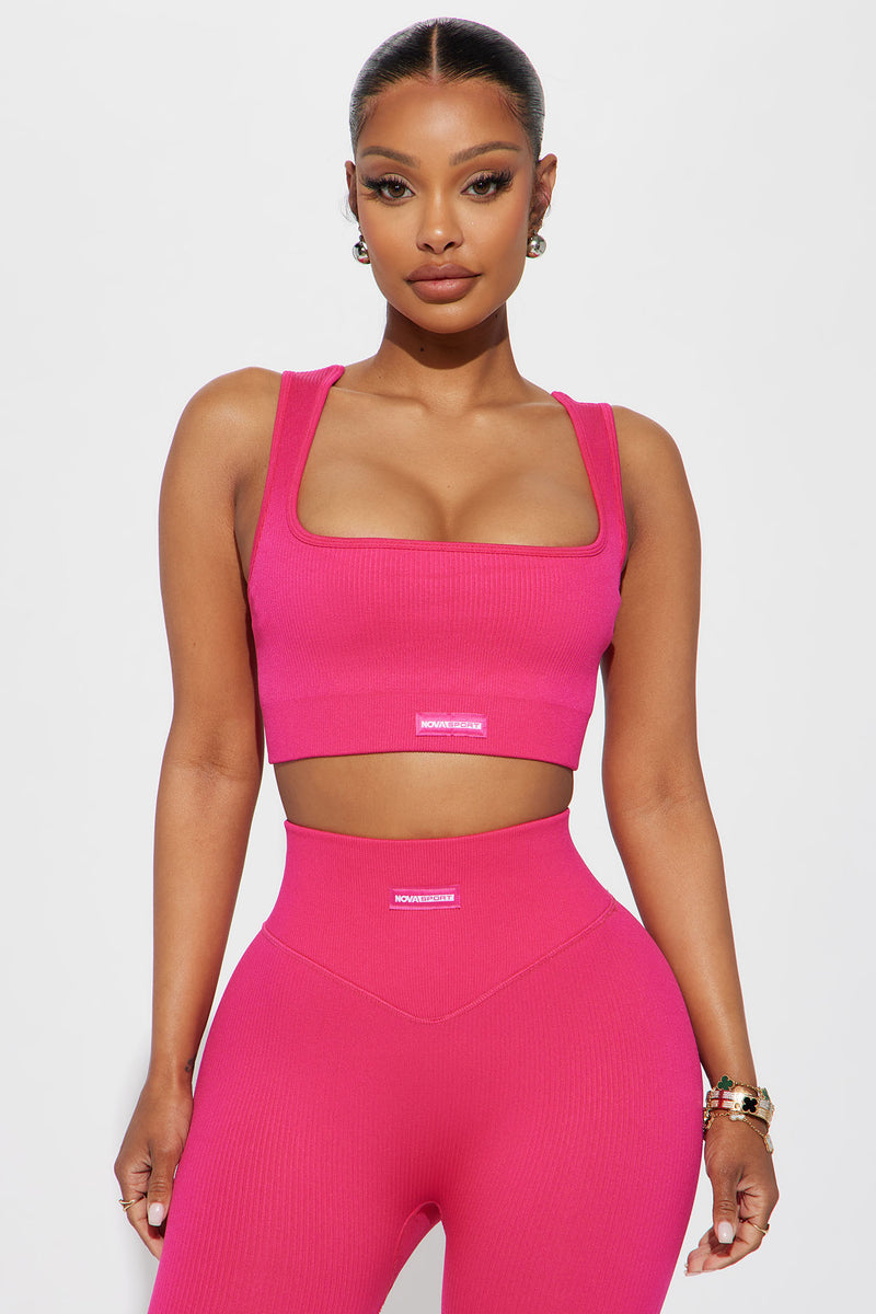 Effortless Orpheus Ribbed Seamless Bra Top - Fuchsia