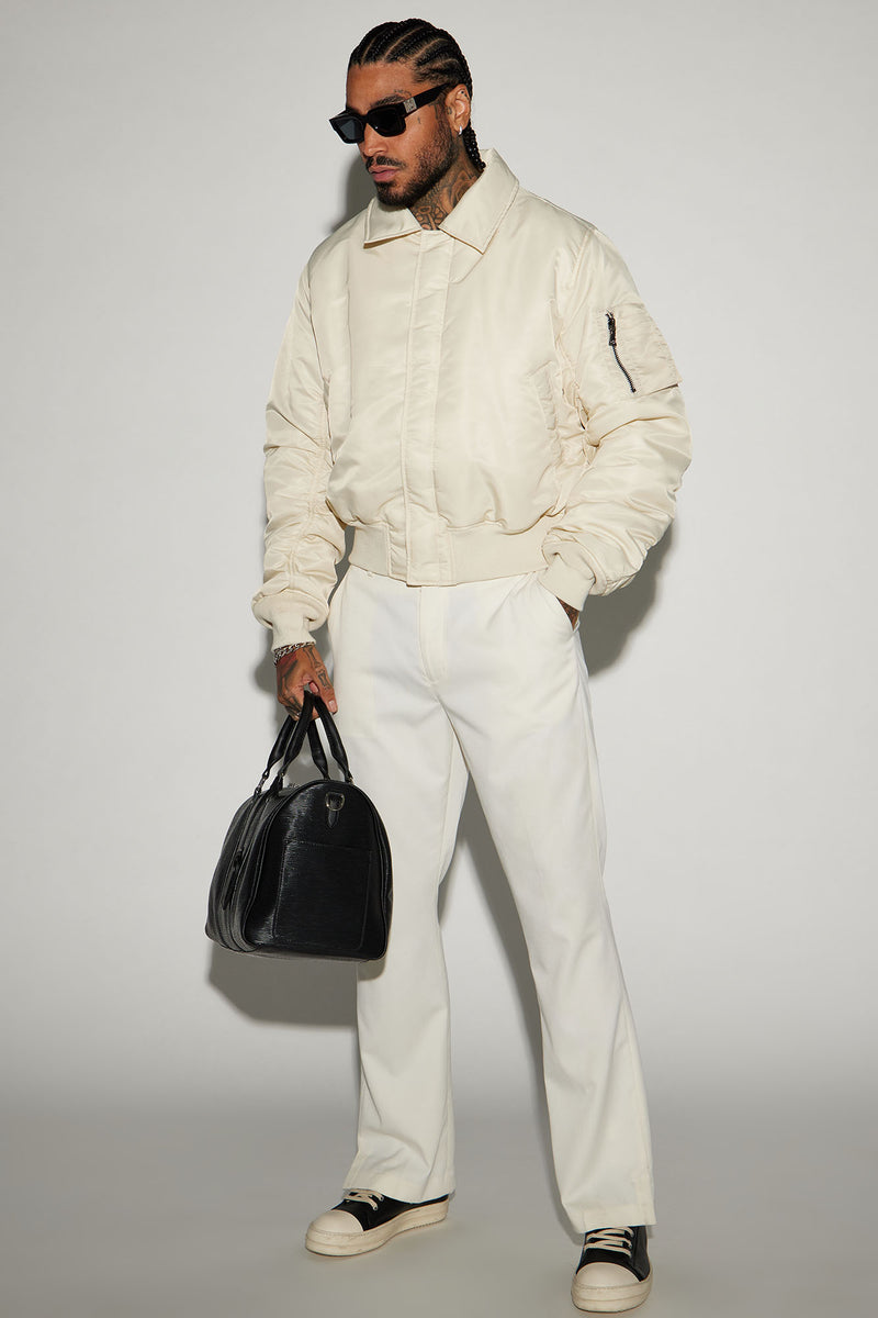 Sweet Spot Collar Bomber Jacket Off White Fashion Nova Mens