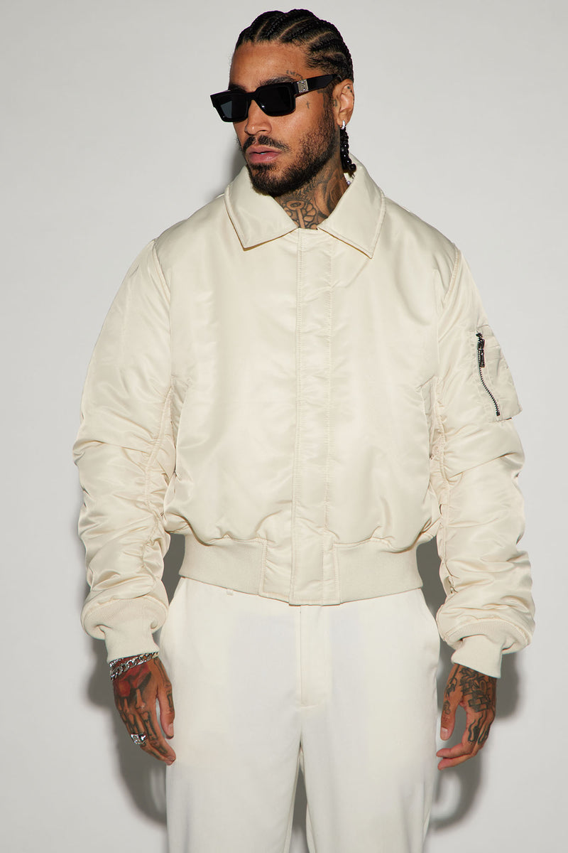 Sweet Spot Collar Bomber Jacket Off White Fashion Nova Mens
