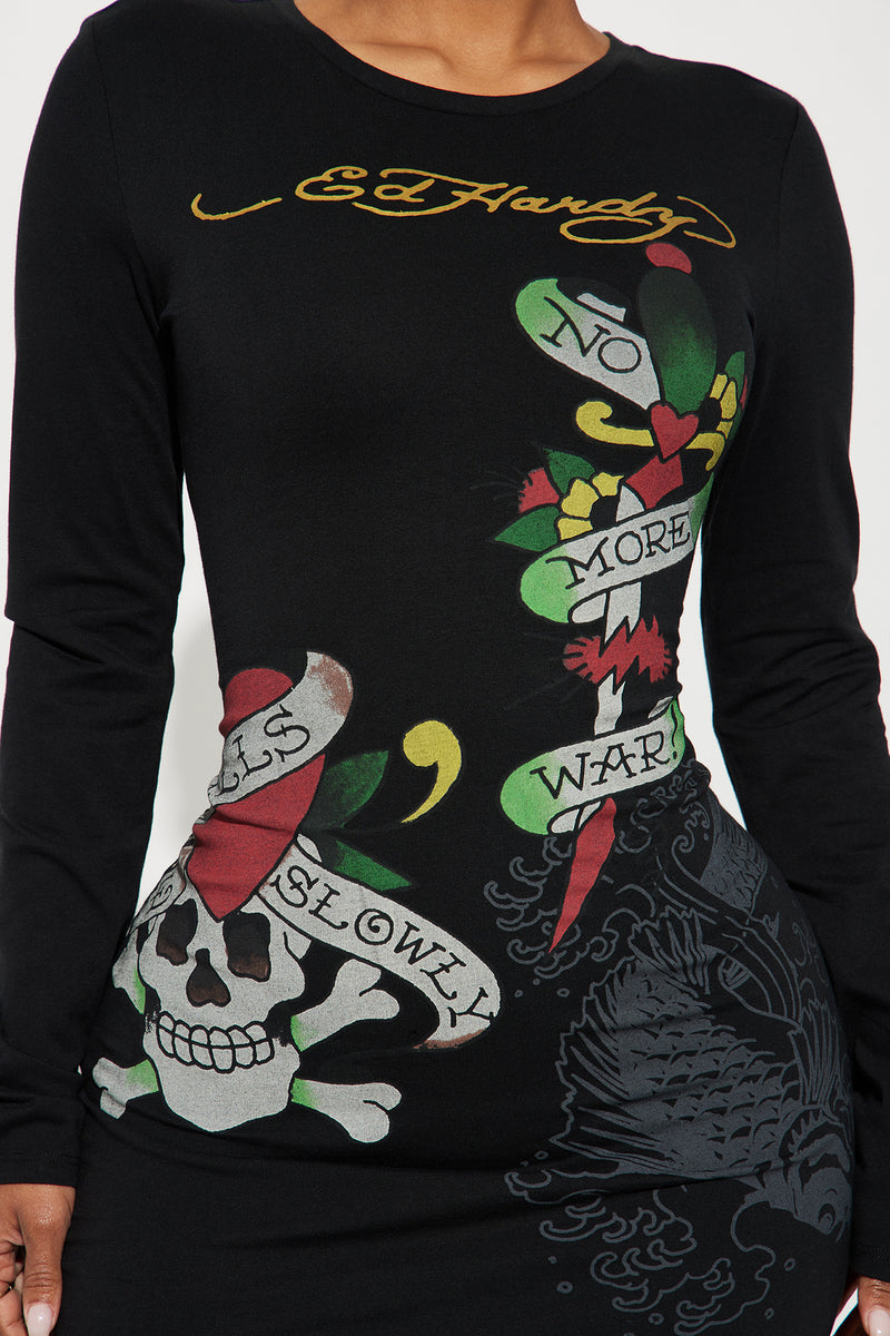 Ed Hardy Heart TShirt Dress Black Fashion Nova, Dresses Fashion Nova
