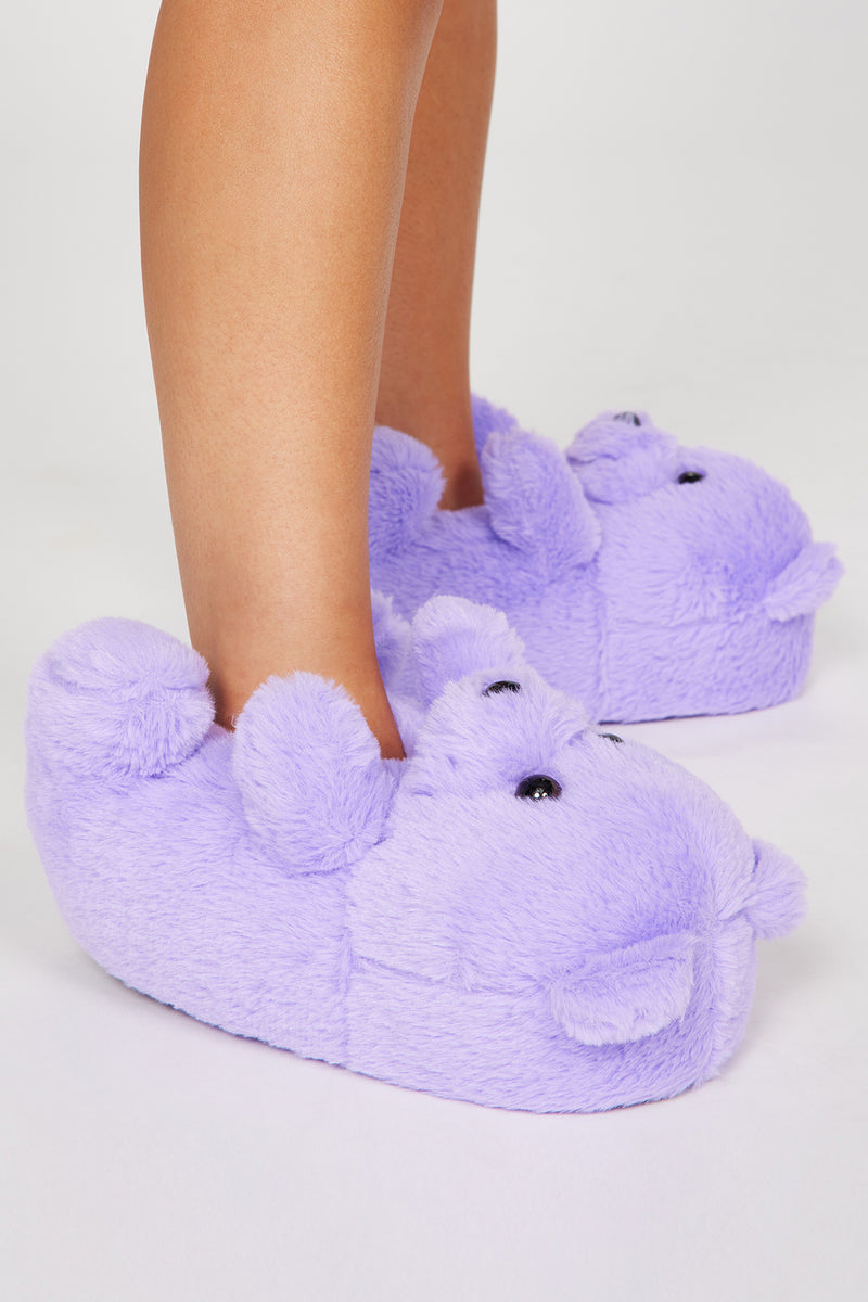 Cute And Cuddly Teddy Bear Slippers Purple Fashion Nova Shoes