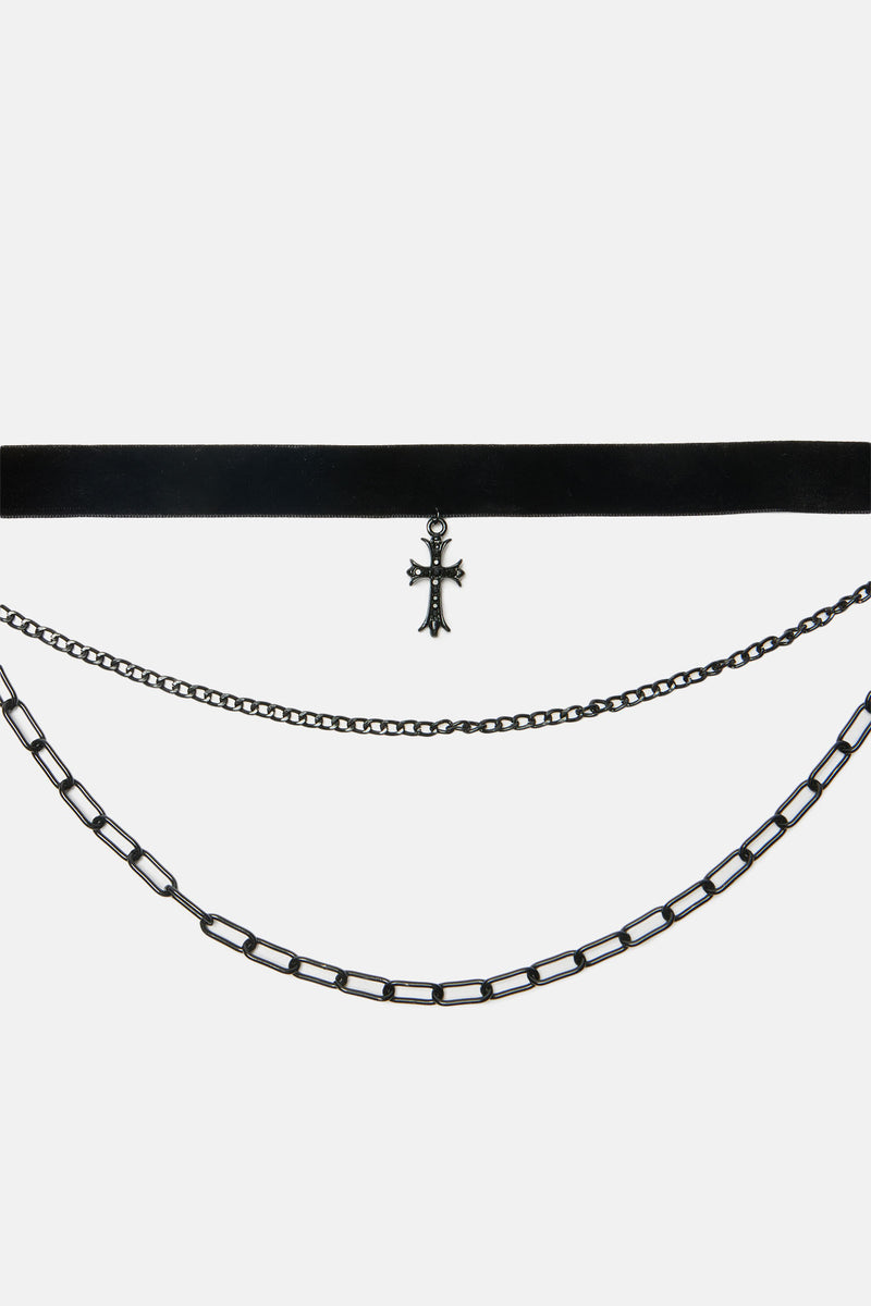 Hopefully Girl Layered Necklace Black Fashion Nova, Jewelry